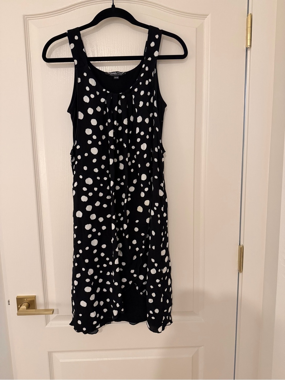 Michael Tyler Sleeveless Black Dress with White Dots